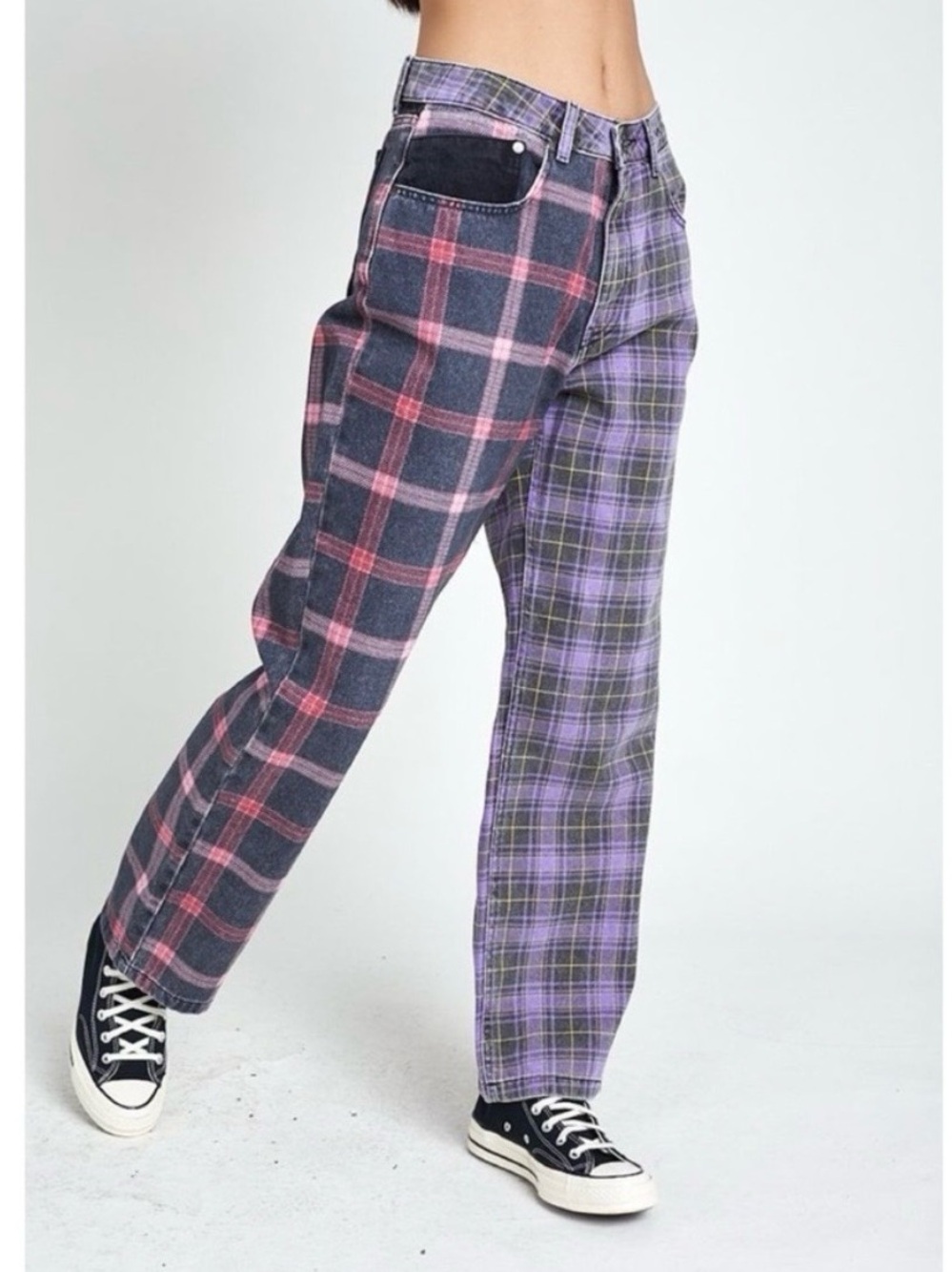 The Ragged Priest Jekyl Mix Check Dad Jeans - Picture 2 of 4